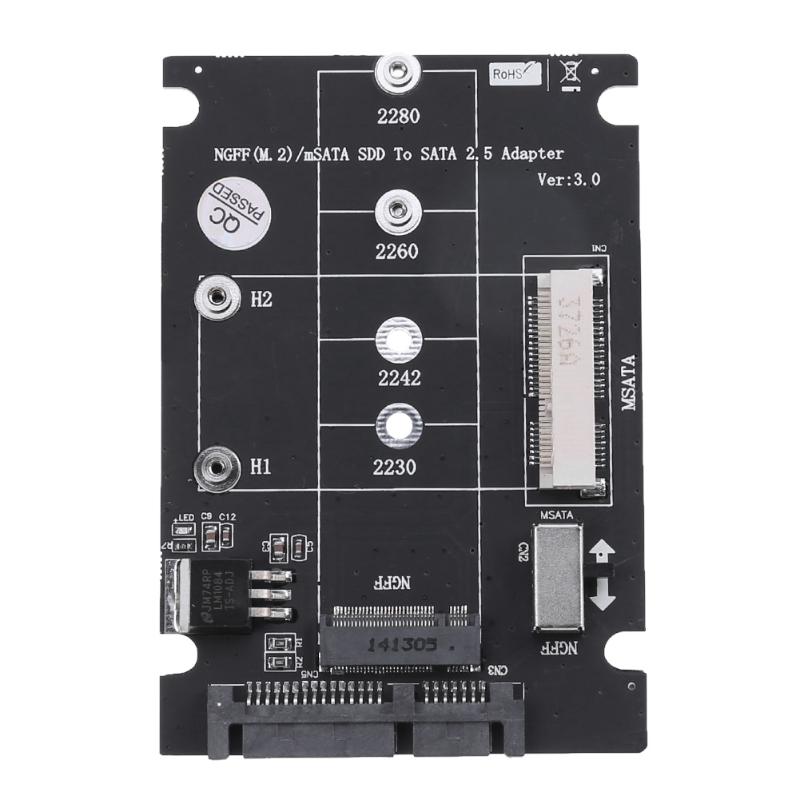 2 in 1 NGFF M.2 B+M Key Mini PCI-E or mSATA SSD to SATA III Adapter Card for full msata SSD/ 2230/2242/2260/22x80 M2. 