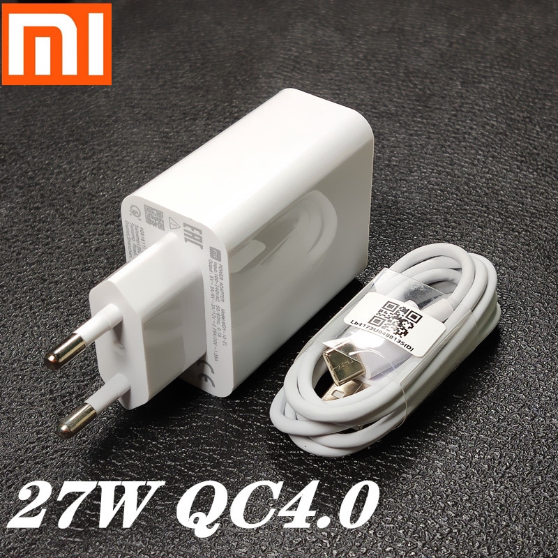 Xiaomi Fast Charger QC 4.0 27W Fast Adapter With Type-C Cable For Mi 9 10 9t Poco F2 Pro X3 X2 Redmi Note 7 8 9. 