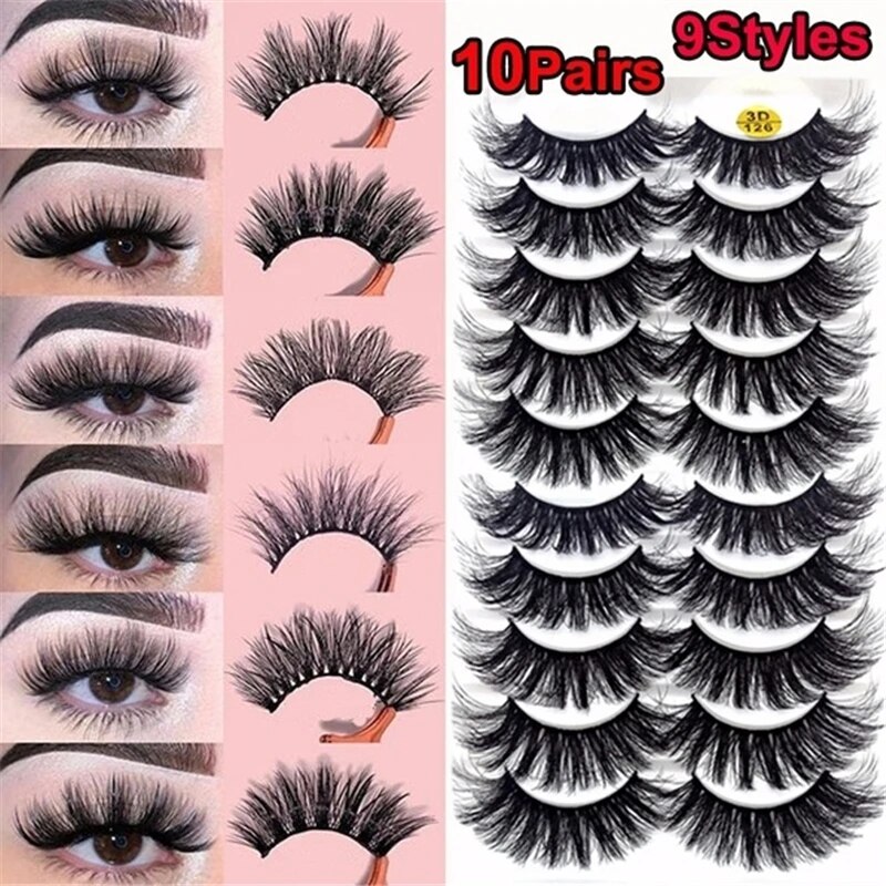 【All Of Me】10 Pairs 3d Eyelashes Thick Mink Lashes Natural Normal/Mixed Eyelashes False Eyelashes Full Strip Lashes. 