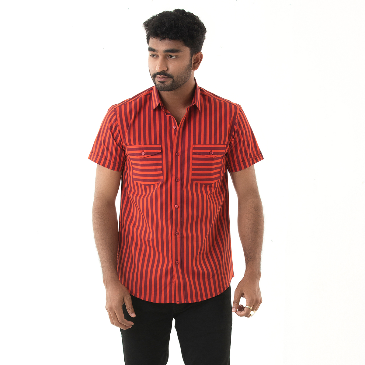 Casual Half Shirt - Orange: Buy Online 