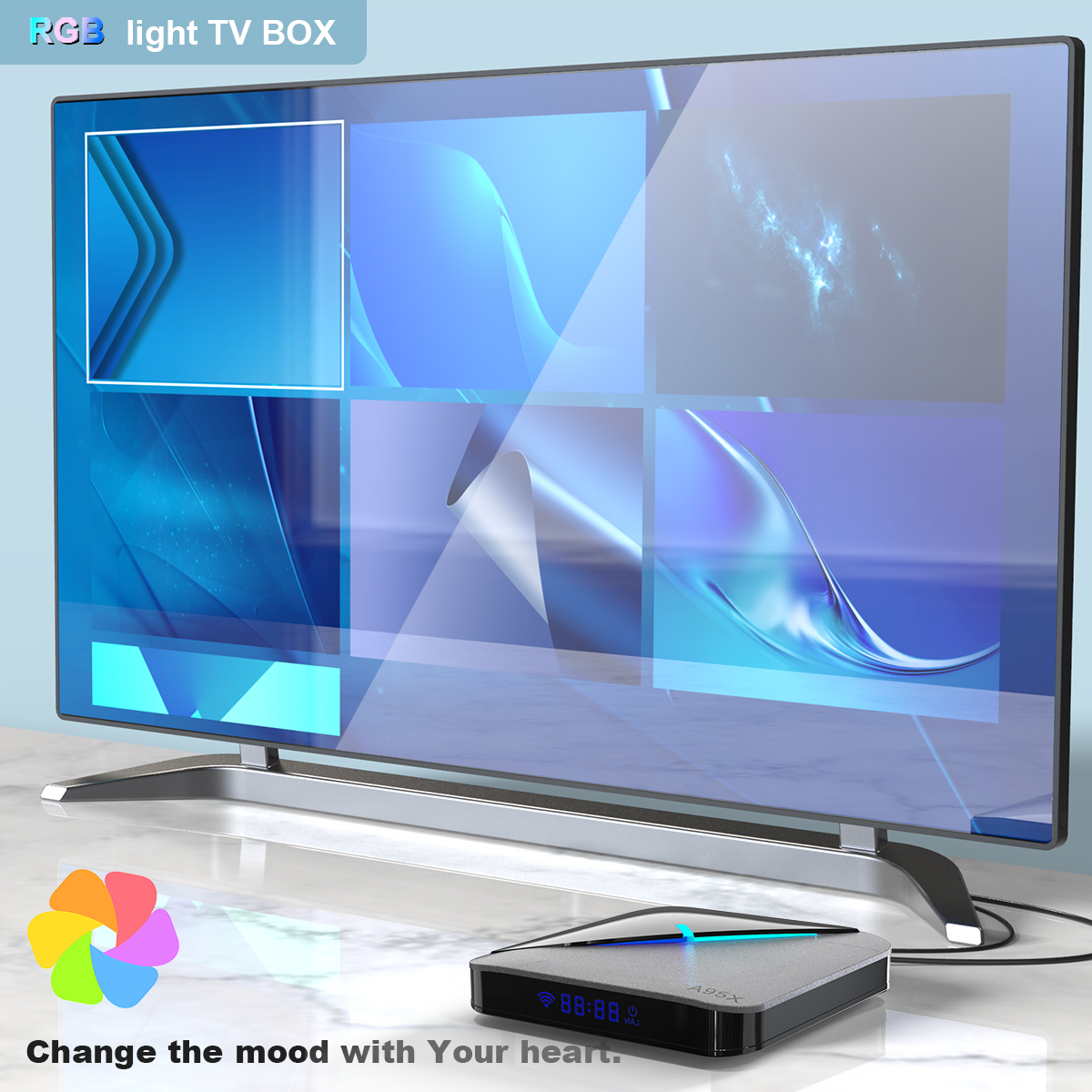 A95X F3 Air Android TV BOX Amlogic S905X3 Android 9.0 2.4G 5G Dual WiFi BT LAN 100M 4K RGB Light TV Box Media Player A95XF3 Air. 