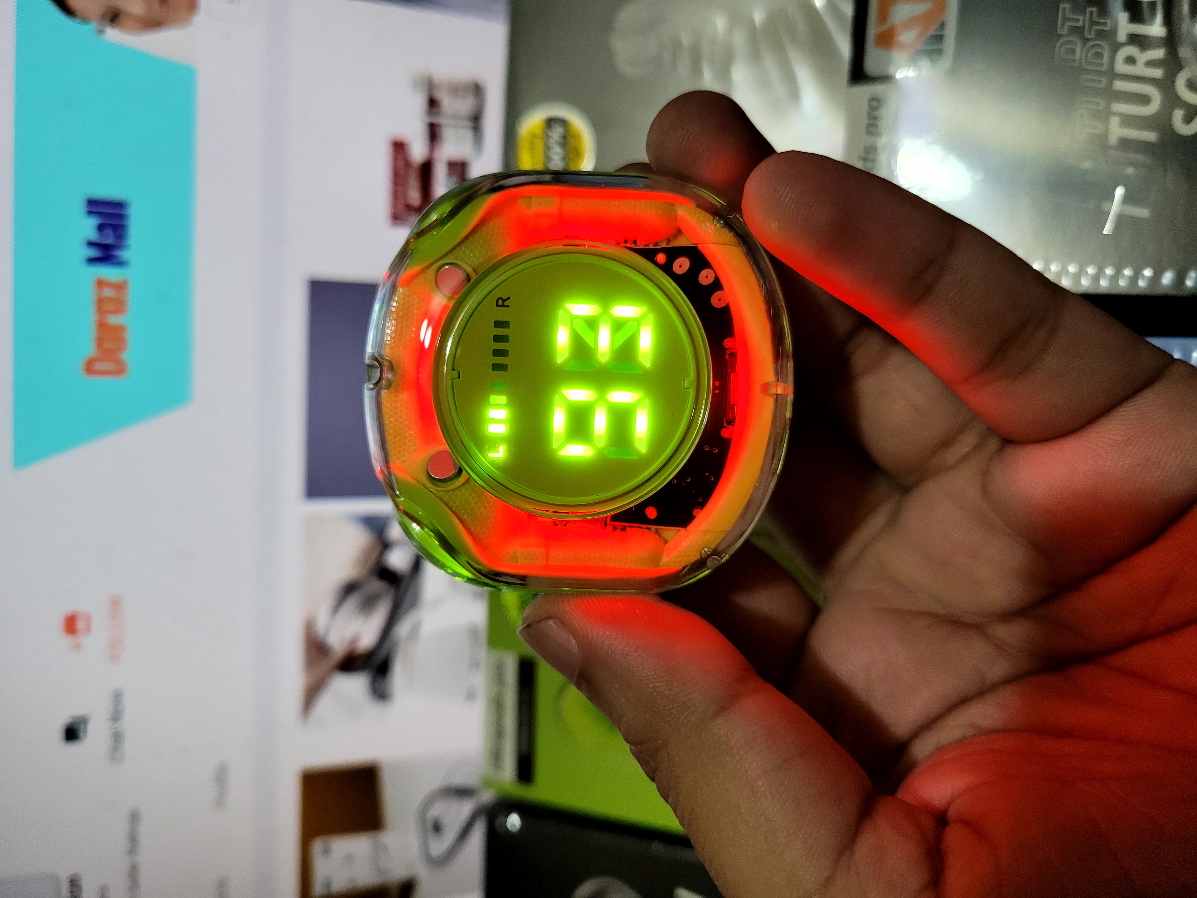Ultrapods Pro True Wireless Earbuds with Display Transparent Design, Bluetooth 5.3 Water Proof Green colour. 
