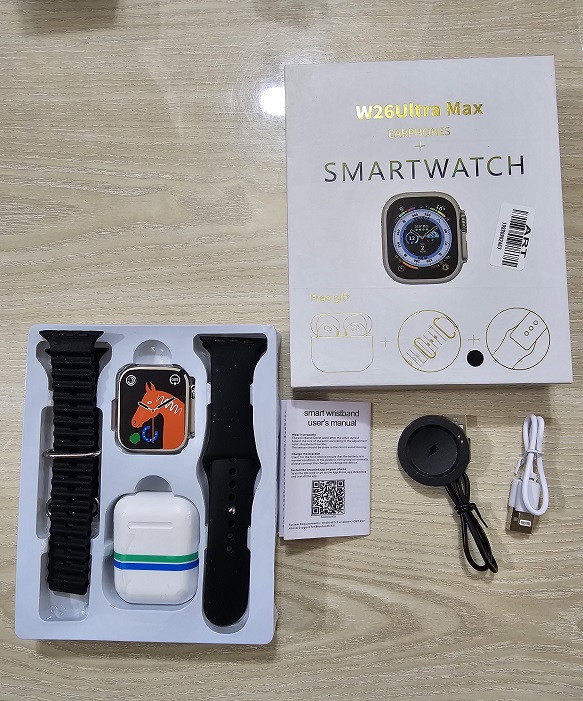 W26 Ultra Max Smart Watch With Earpods Watch 8. 