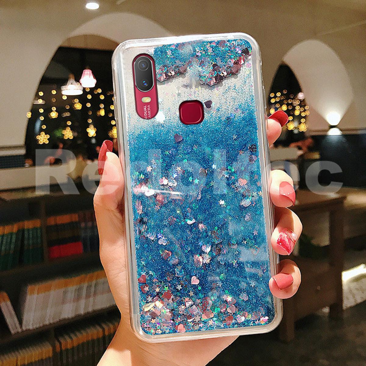 Case For VIVO Y11 Y12i Liquid Quicksand Glitter Bling Transparent