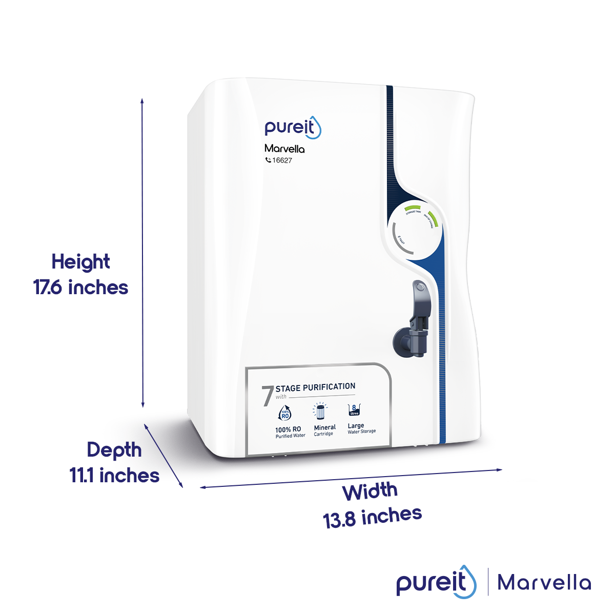Pureit Marvella RO+UV+MF | 8 Litre | 7 Stages Purification. 