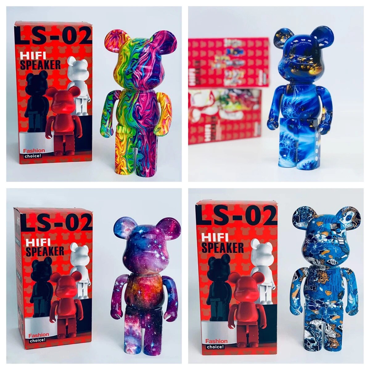 New Creative Wireless Speaker Bluetooth 5.2 Portable HIFI Bass Speakers Plating Gradient Color Cartoon Bear Table Desk Ornament. 