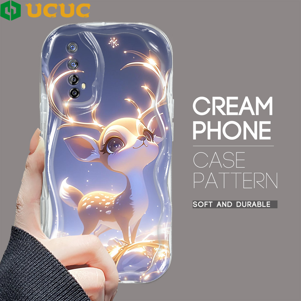 UCUC for Realme 7 Narzo 20 Pro Back Cover Mini Deer Cream Texture Wavy Edge Soft Silicone Phone Case