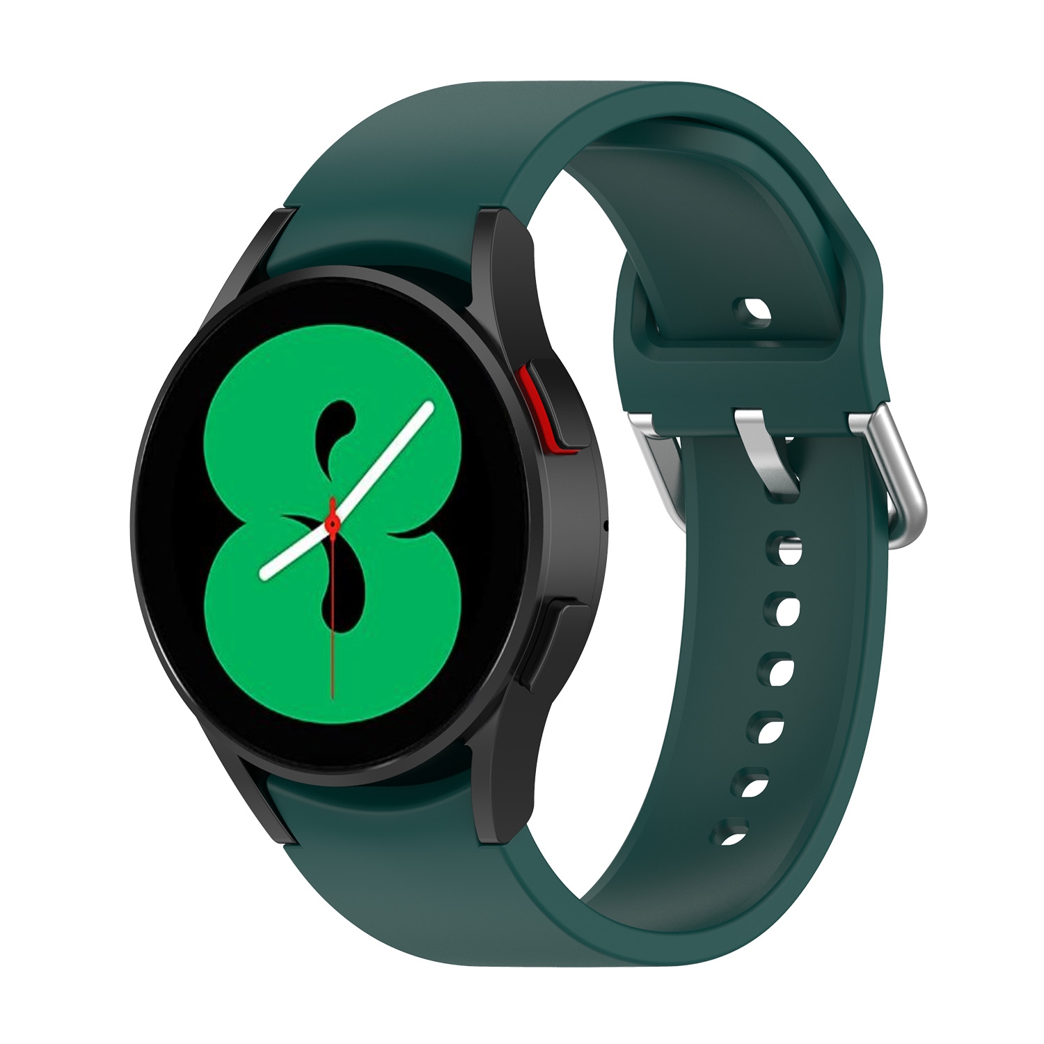(New) for Samsung Galaxy Watch 5 44mm official silicone silver round buckle watch band