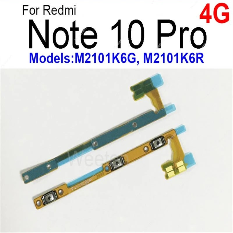 Power Volume Buttons For Xiaomi Redmi Note 9 10 11 Pro 4G 5G 9S 9T 10S 11S ON OFF Power Volume Side Button Keys Flex Cable Parts. 