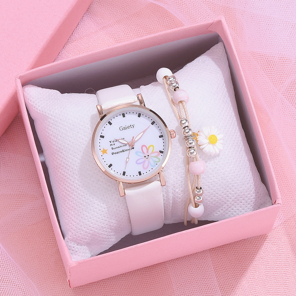Women Children Watch Quartz Watches 2pcs Set Clocks For Girls Clock WristWatch Women Watches Colorful Relogio Feminino with extra battery gift