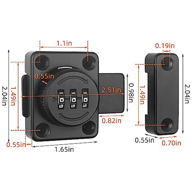 Mechanical Keyless Cabinet Lock, Swivel Drawer Lock (Black). 