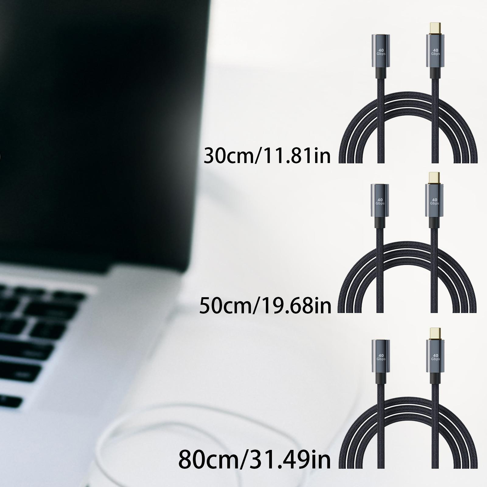 USB 4 Extension Cable Thunderbolt 4 3 Type C 40Gbps USB-C Male To Female Monitor PD 100W 8K Video Dock Station USB4 Extend Cord. 