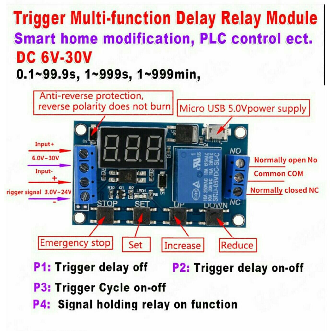 XY-J02 WS16 DC 6-30V 5V LED ডিসপ্লে অটোমেশন Cycle Loop Trigger Timer. 