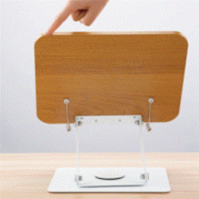 360°Rotating Base Book Stand Holder for Reading Hands Free Foldable Book Display Stand with Paper Clips Wood Panel Stand Easy to Use. 