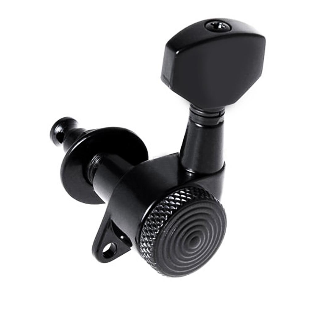 Guitar String Peg Locking Tuners Tuning Pegs Machine Heads Black 6R Inline 6 x Guitar Machine Head G