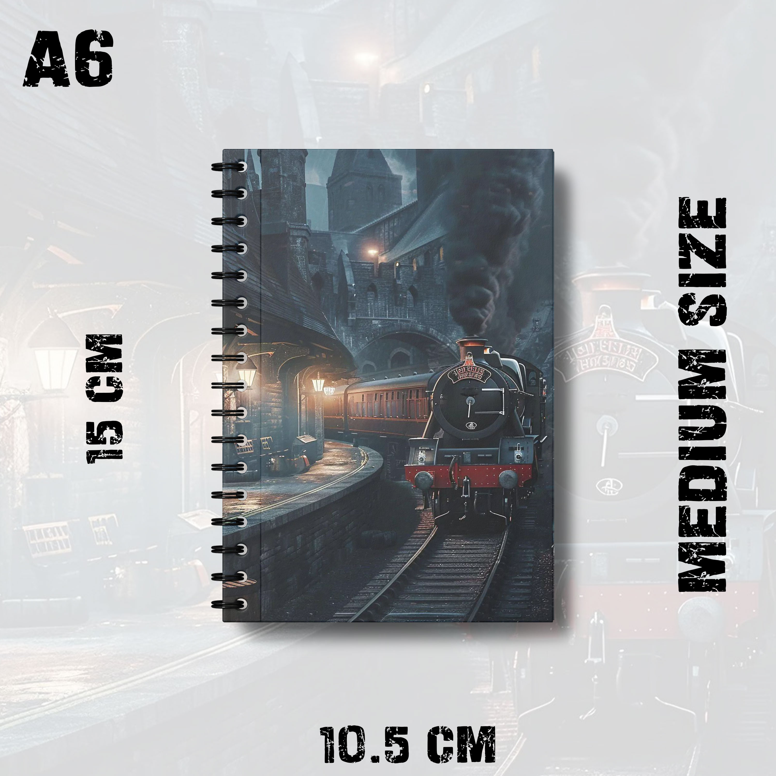 Notebook 90s Train Theme Design Writing Journal Pad K757. 