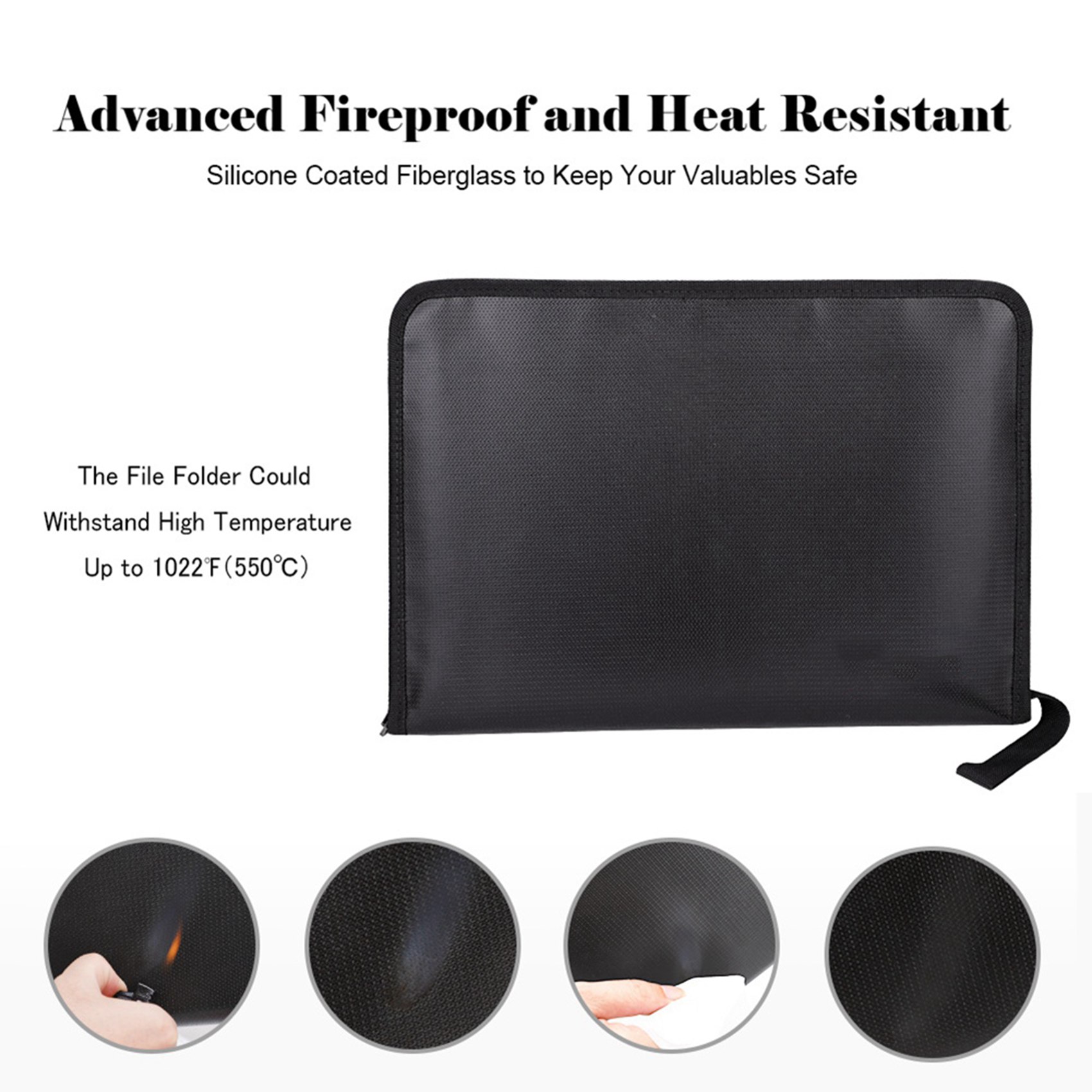 2 Pcs Folder Organizer Water Resistant Fireproof File Folder Letter Size Waterproof Money Document Bag, A & B. 