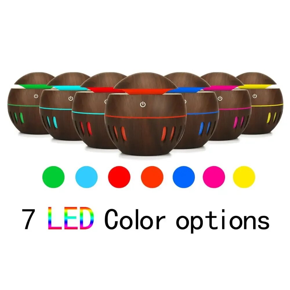Aroma Diffuser Ultrasonic Air Humidifier Aromatherapy Mist Maker Cool air Light Wood With LED Lights For Home Office Sleep. 