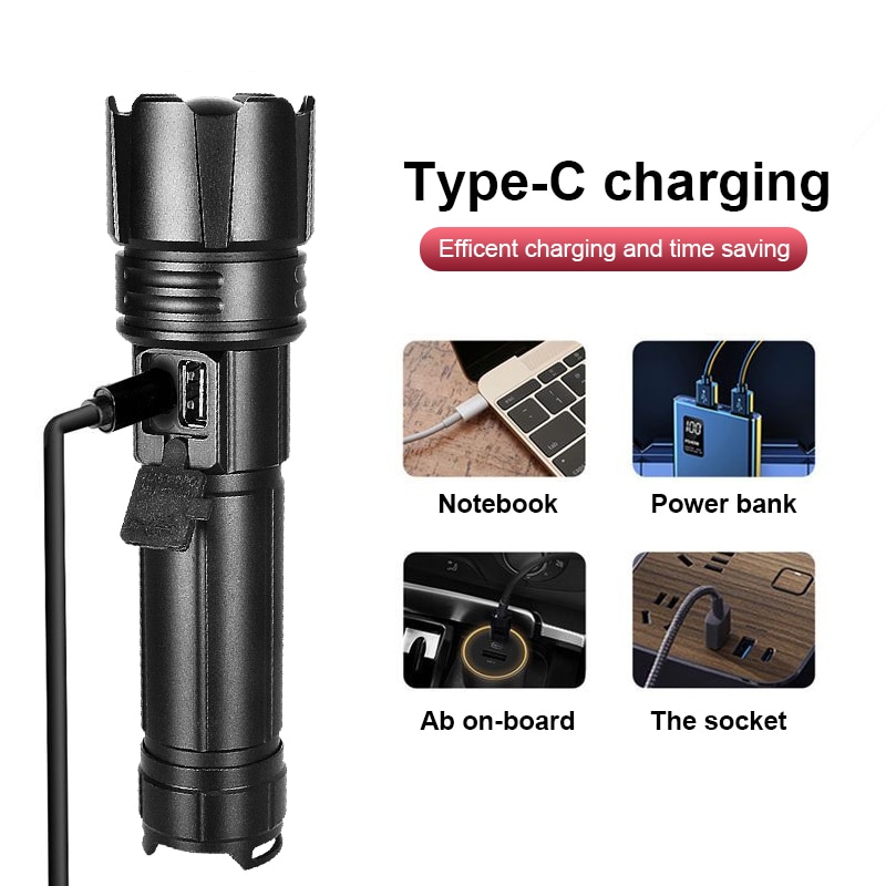 F3 Most Powerful LED Flashlight USB Rechargeable Torch Light High Power Flashlight Tactical Lantern Long Shot Hand Lamp Camping. 