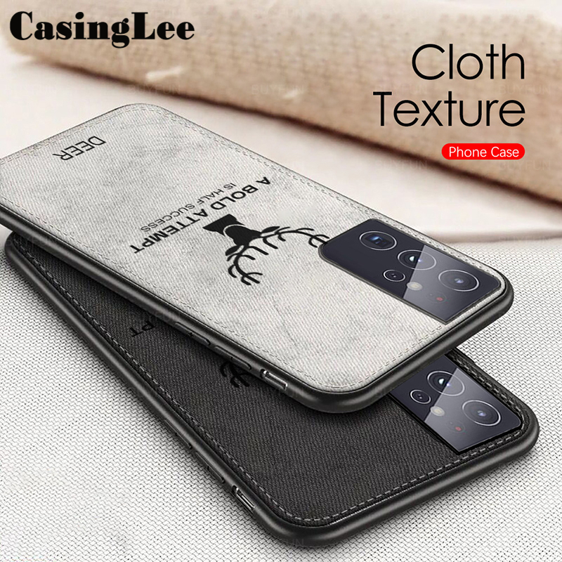 Casinglee for Samsung Galaxy S21 ultra thin case hybrid matte deer design fabric cover for Samsung S21 ultra case cover. 