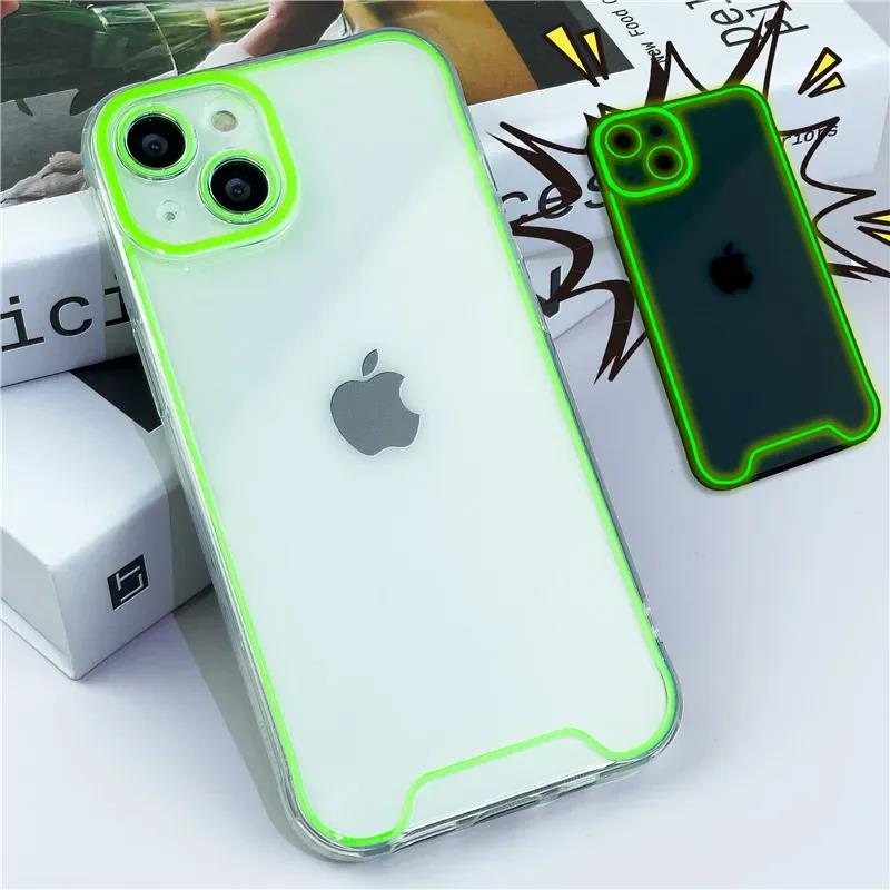 Night Light Luminous Silicone Soft Phone Case For iPhone 14 happy11 12 13 14 15 Pro Max Plus XR XS Max Transparent Back Cover. 