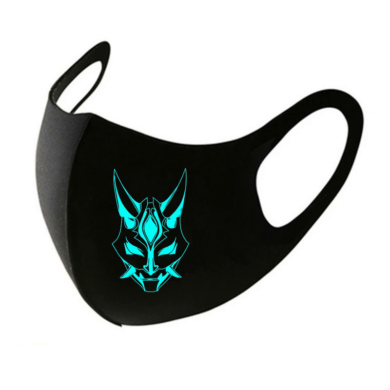 Genshin Impact Xiao Mask Adult Section Concealable Anime Mask Printing Dust-proof Mask Halloween Role-playing Props Cosplay