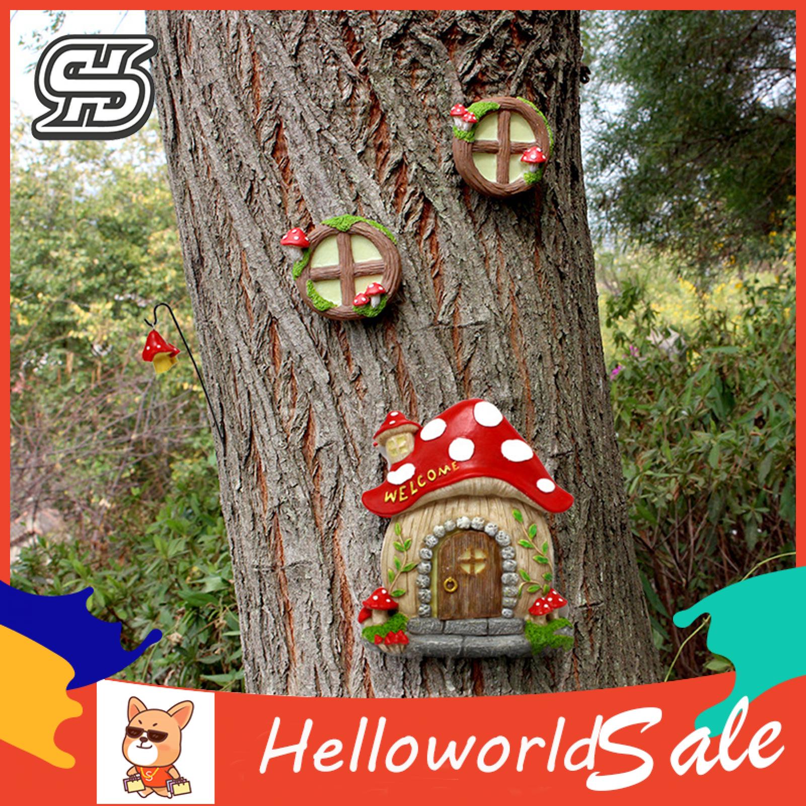 HelloWorld niature Fairy Window Smooth Surfe Luminous Gnome Doorni Fairy Garden Ornament. 