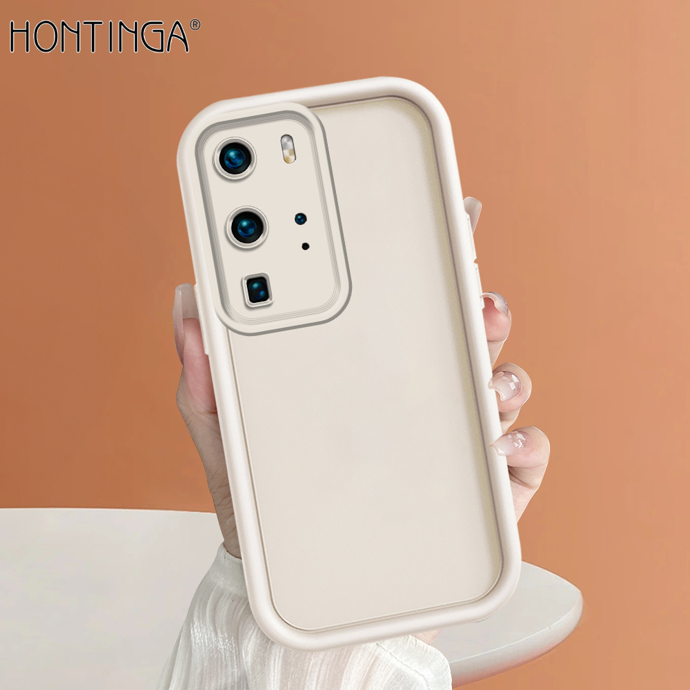 Hontinga for Huawei P40 Pro Back Cover Luxury Ladder Soft Camera Protection Rubber Phone Case