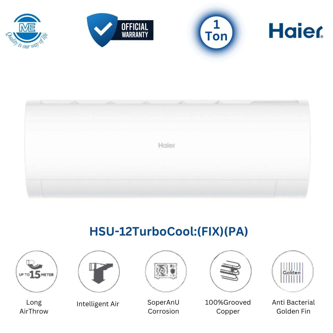 HAIER 1.0 Ton Turbo Cool Non-Inverter AC With Hyper PCB | HSU-12TurboCool:(FIX)(PA)