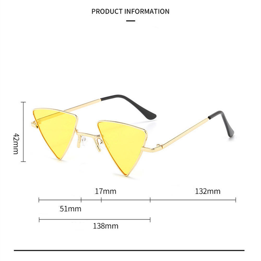 Small Size Triangular Punk Sunglasses Retro Y2k Style Metal Frame Hippie Triangular Shades Colorful Lens Tinted Lens Triangular Eyewear for Costume Parties Streetwear Fashion Music Festivals. 