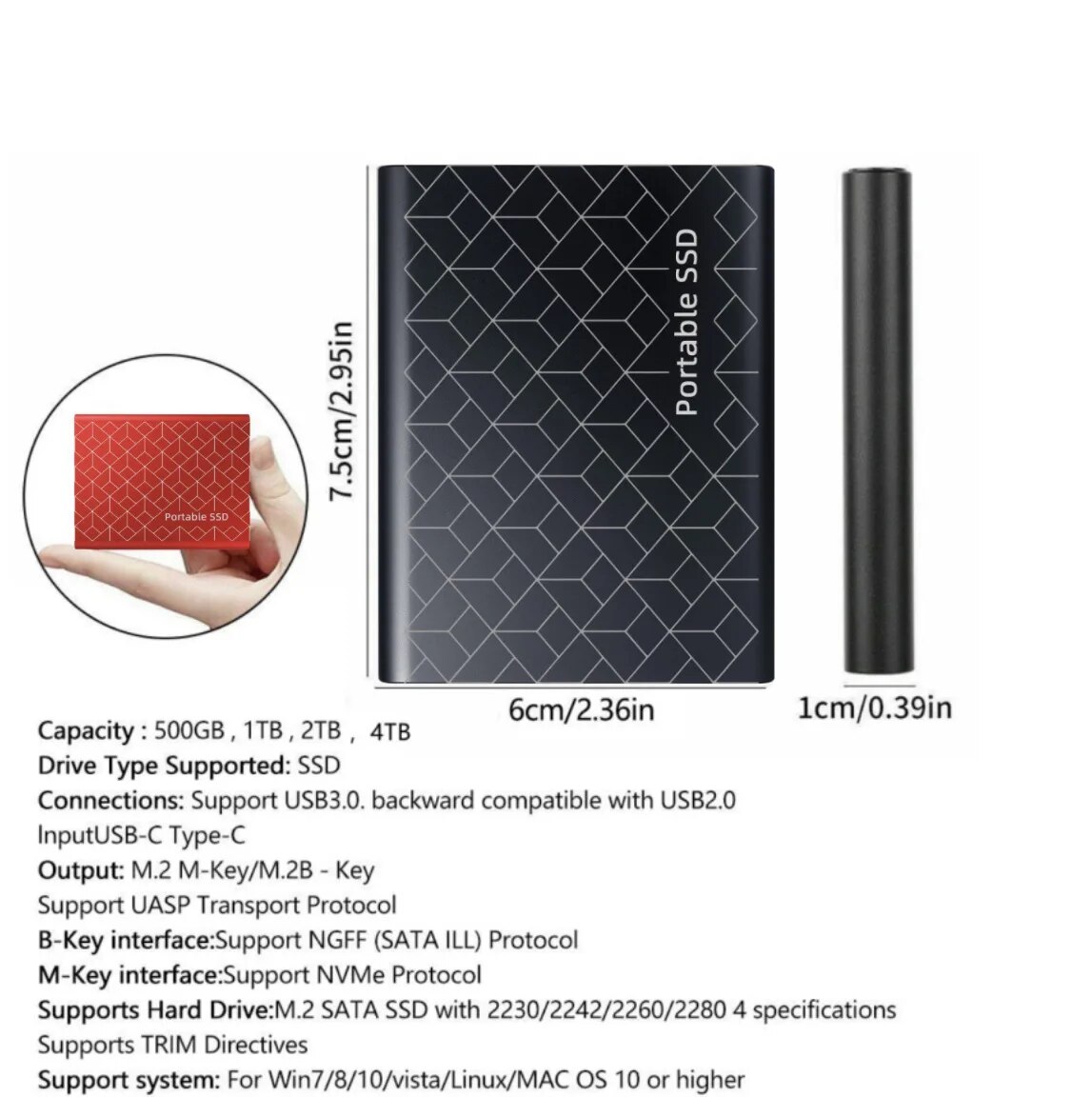 Original 2tb external hard drive 1TB portable external SSD Mini Hard Disks High-speed Drive External Solid State Hard Drive. 