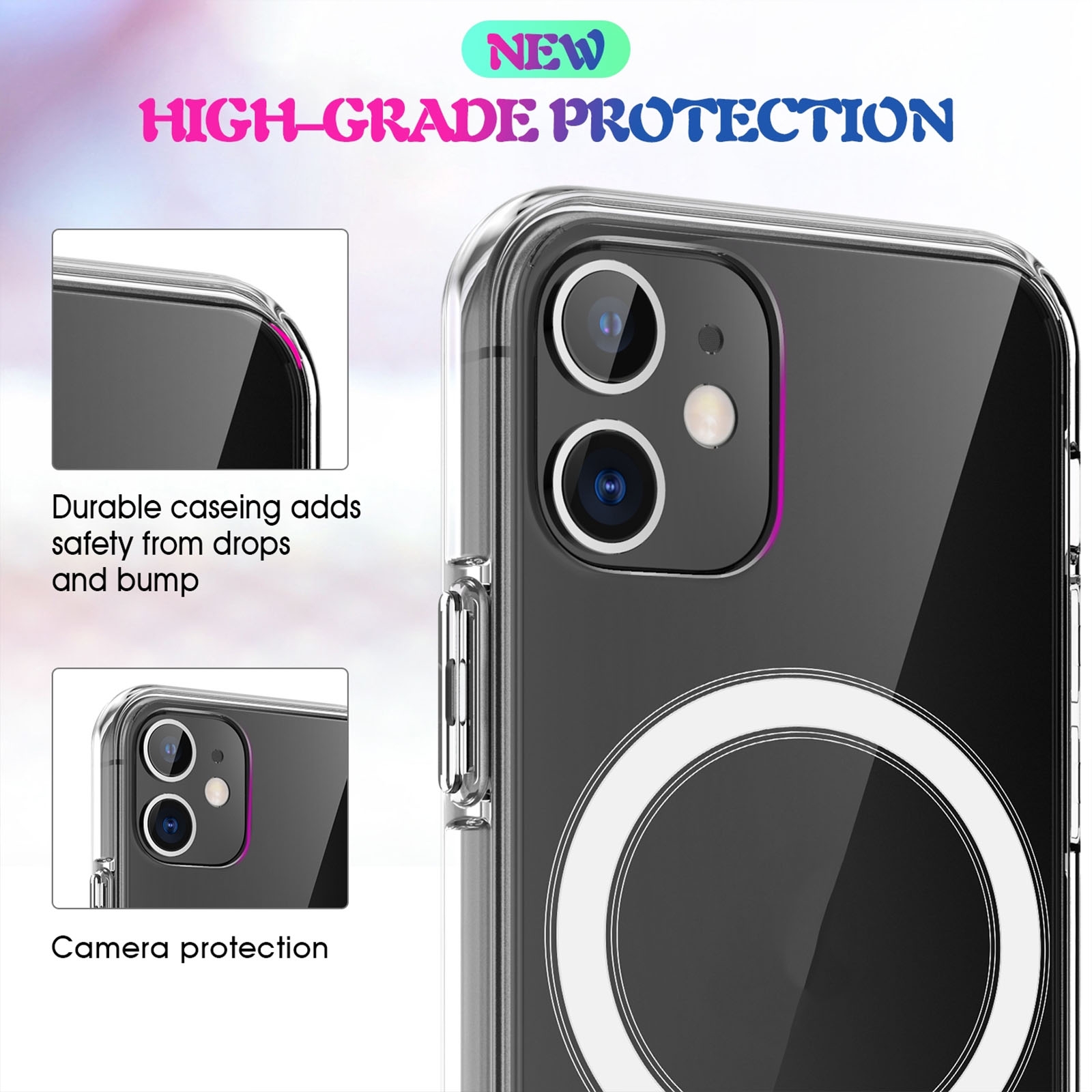（COD)For iPhone XS Max Magsafe Case Simple Magnetic Ring All-inclusive Clear Crystal Acrylic PC +TPU Shockproof Case. 