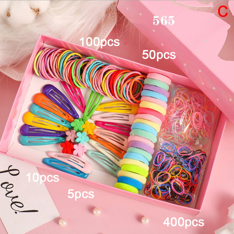 Cute BB Elastic Hair Bands Lovely Rubber Hair Ropes Flower Hairclips Set Mzea