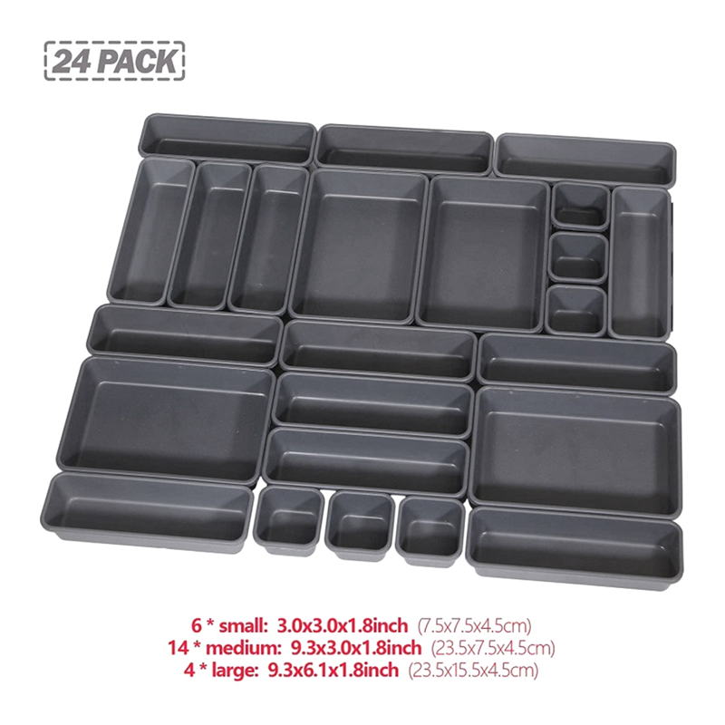 24 PCS Desk Drawer Organizer Tool Box Organizer Junk Drawer Organizers for Office. 