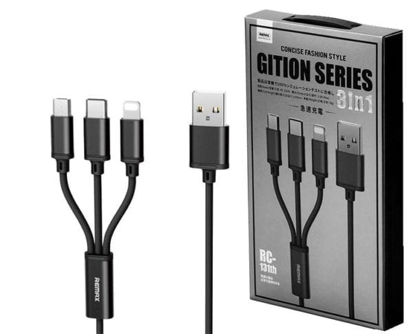 REMAX RC-131th Gition Series Charging 3 in 1 Data Cable - Black