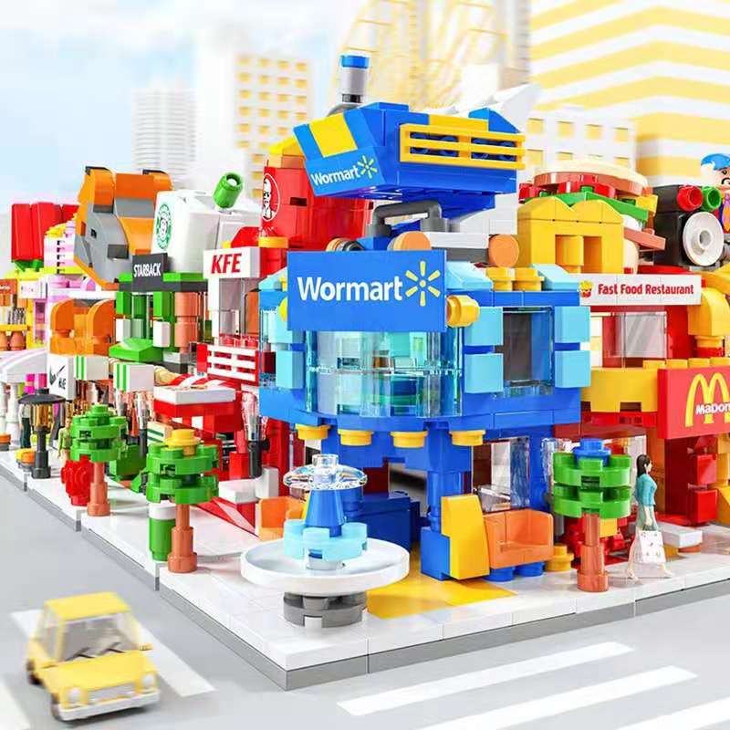 【3C VictoryEagle】208pcs Mini City Street View Building Blocks McDonald's House Model Blocks Compatible with ldren's Toys Style:Dessert car. 