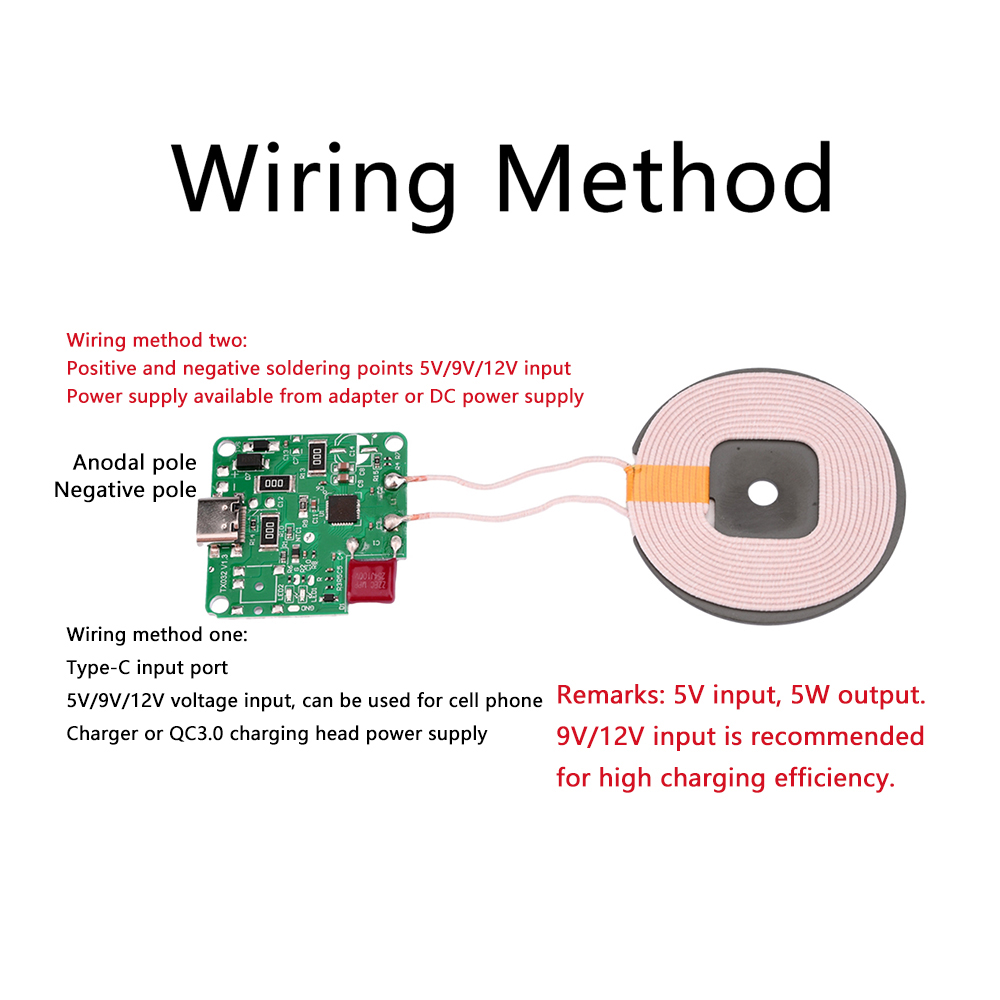 1Pcs 15W 9/12V High Power Type-C Wireless Charger Transmitter Module Circuit Board forQI Standard Fast Charging for Mobile Phone. 