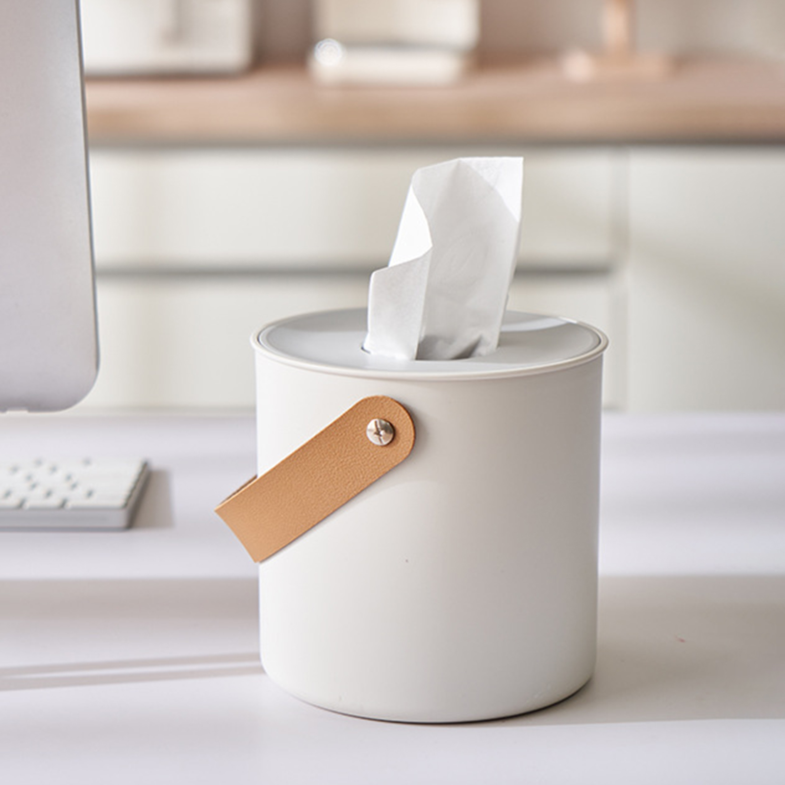 Modern Round Tissue Dispenser Holder Plastic Box Cover Napkin Organizer