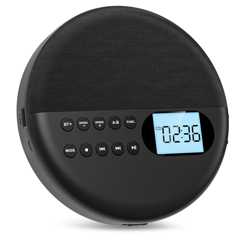 Portable CD Player Bluetooth CD Player Mp3 Cd Player with Speakers Rechargeable CD Player ASP LCD Display with AUX Cable for Car
