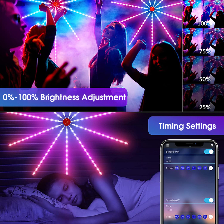 110/195 LED Strip Lights Dream Color La-mp Christmas Lights 5050 RGB Strip Lights Smart Flexible LED Fi-rework Lights Music Sound Sync Lights with APP Remote Control DC 5V. 
