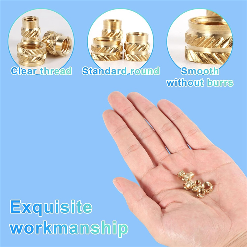 407pcs Brass Threaded Inserts for 3D Printing,M2 M2.5 M3 M 4 M5 M6 Female Thread Metric Knurled Nuts Threaded Heat Set Easy to Use. 