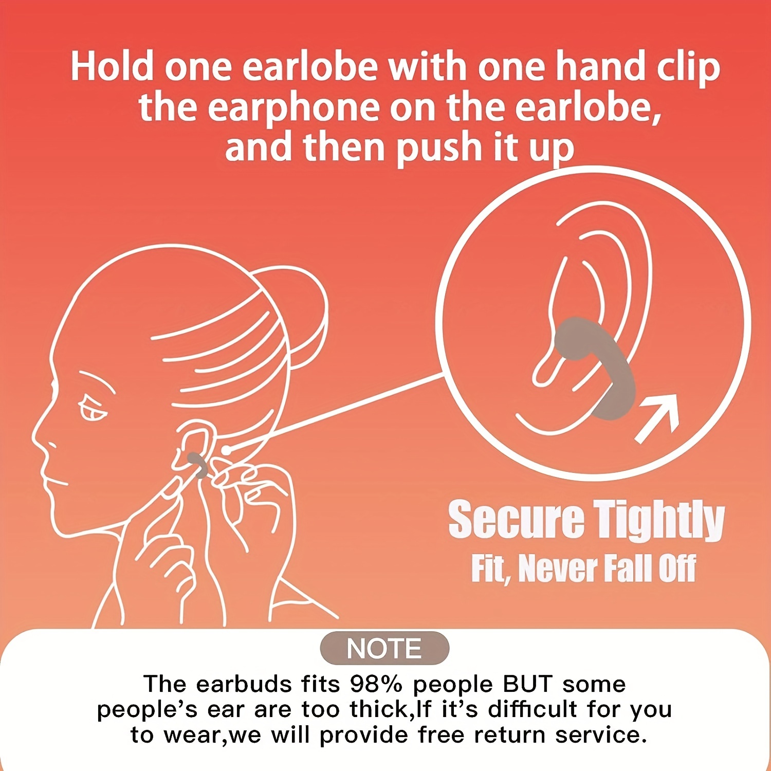 Wireless Open Ear Headphones, Clip On Earbuds For Android/iPhone, Air Conduction Earbuds With Charging Case. 