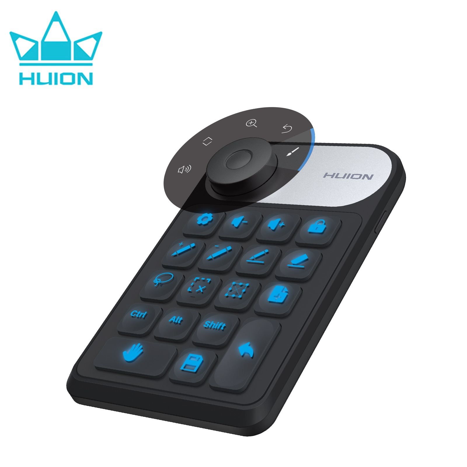 HUION Mini Wireless Keyboard KD100 K20 USB 2.4G Bluetooth 5.0 Connection Keydial for Graphic Tablets MacOS Windows PC Laptop