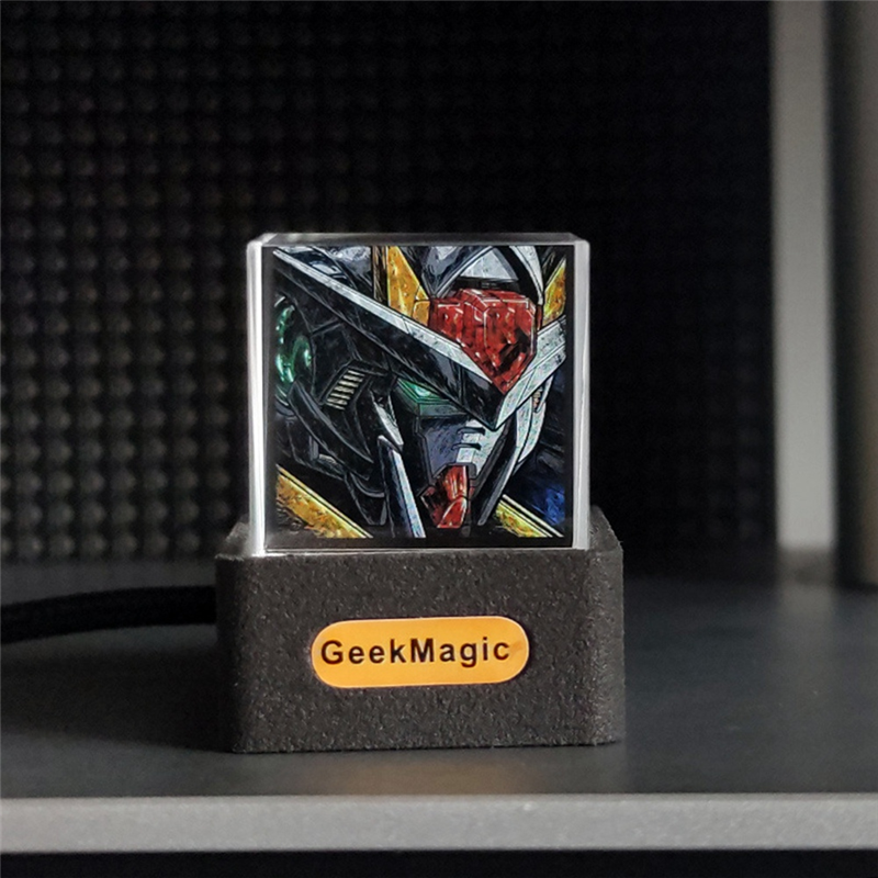 Crystal Cube Photo Display Holographic Desktop Smart Weather Station Digital Clock with GIF Animations Album. 