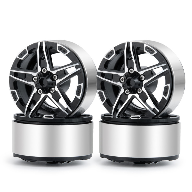 4pcs Silver Wheel Rims for 1/10 RC Crawler Axial SCX10 II 90046 Traxxas TRX4 D90 