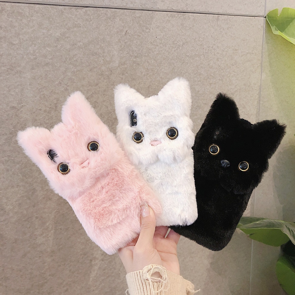 【Ice Queen song】 2023 Winter Warm Plush Phone Case For iPhone 14 XS XR X 13 12 11 Pro Max Cat Furry fluffy Fur Cover For iPhone 6 6S 7 8 Plus Cases. 