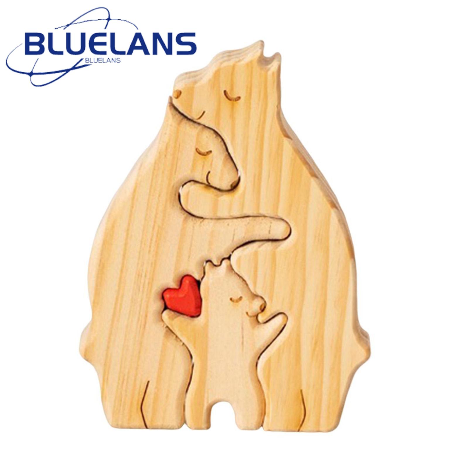 Personalized Wooden Bear Custom Wooden Bear Puzzle with Family Name Personalized Desktop Figurine for New Parents Handcrafted Family Name Sculpture Ideal Gift for High-quality Wooden Bear