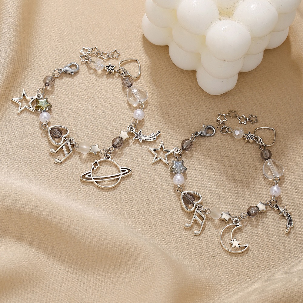 Exquisite Hollow Star Couple Bestie Bracelet Punk Cute Moon Sun
