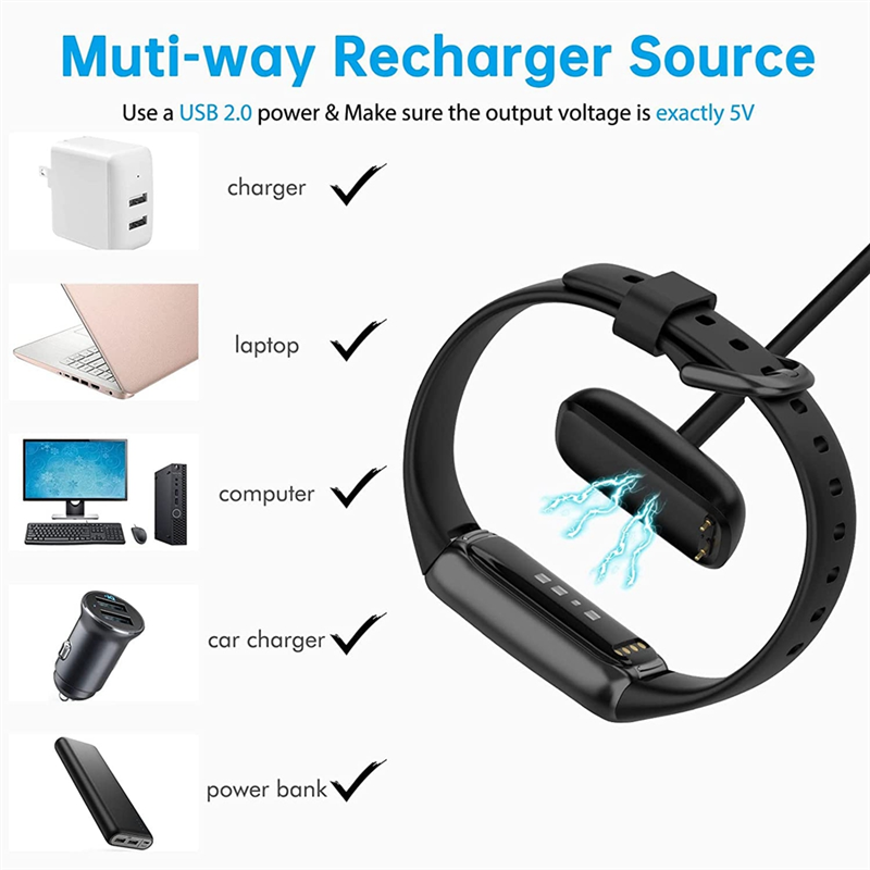 For Fitbit Charge 5/Luxe USB Wireless Magnetic Charger Cable
