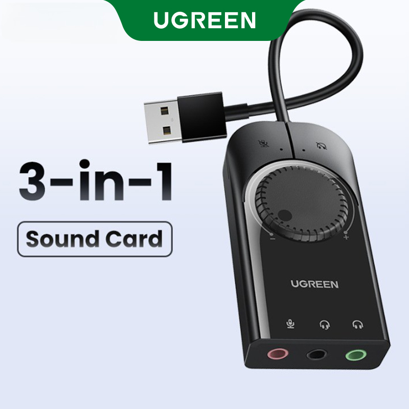 Ugreen Sound Card USB Audio Interface External 3.5mm Microphone Audio Adapter Soundcard for Laptop PS4 Headset USB Sound Card